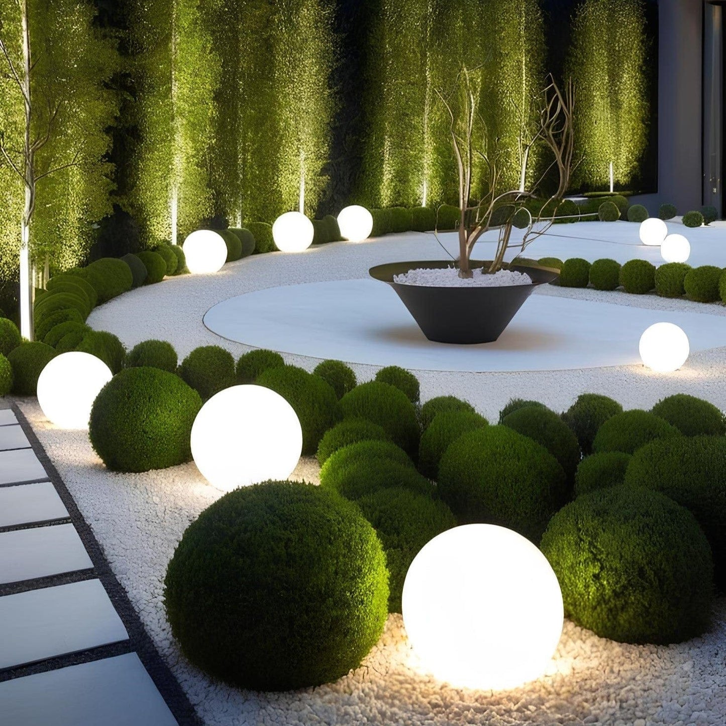 Designer garden ball lamp